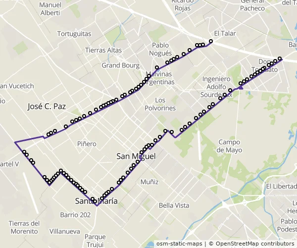 Mapa do itinerário da linha