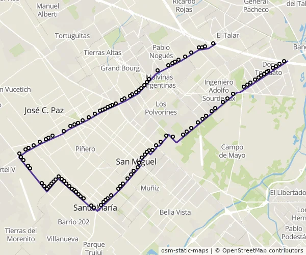 Mapa do itinerário da linha