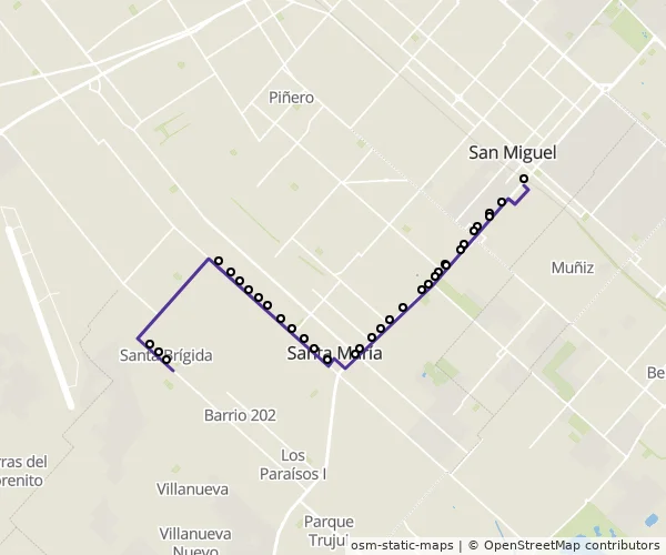 Mapa do itinerário da linha