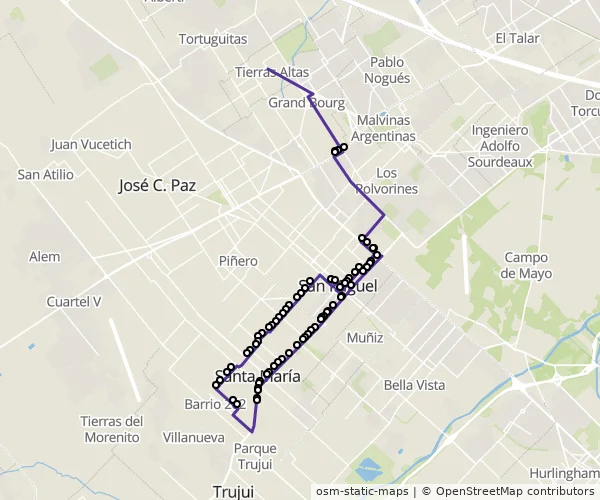 Mapa do itinerário da linha