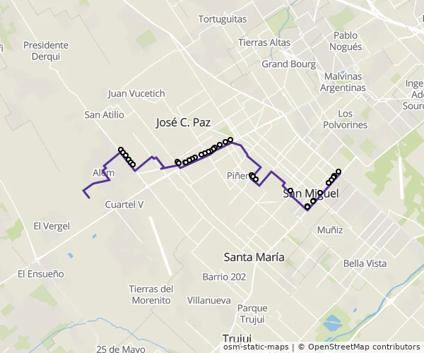 Mapa do itinerário da linha