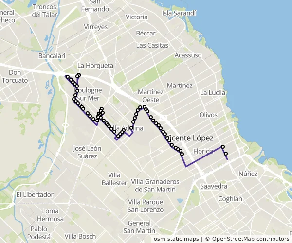 Mapa do itinerário da linha