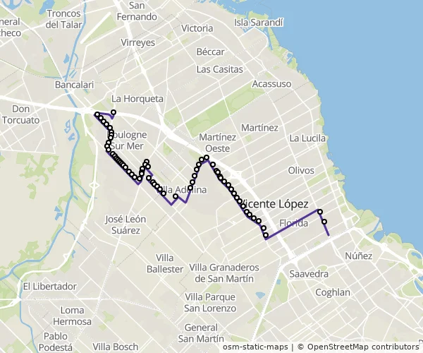 Mapa do itinerário da linha