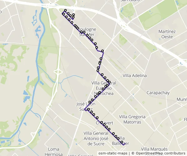 Mapa do itinerário da linha