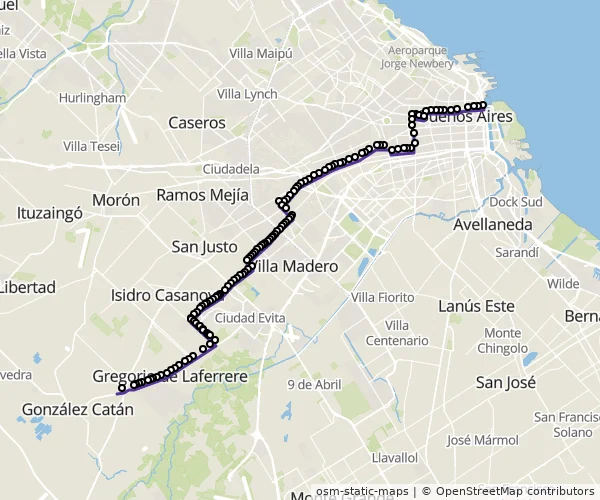 Mapa do itinerário da linha