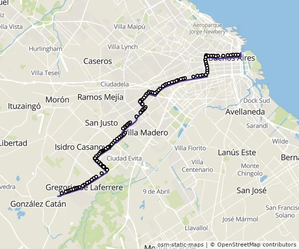 Mapa do itinerário da linha