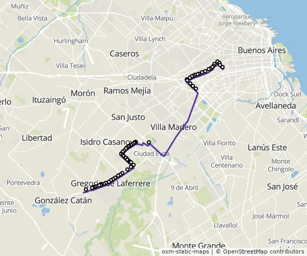 Mapa do itinerário da linha