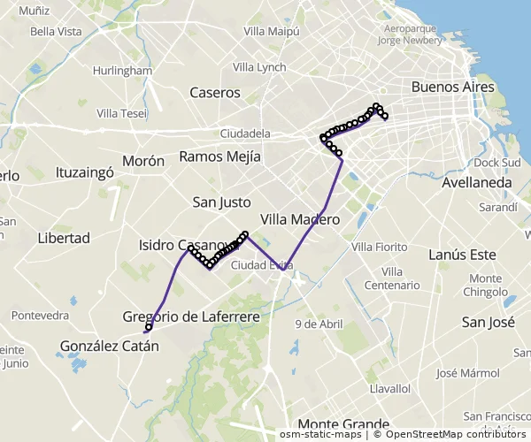 Mapa do itinerário da linha