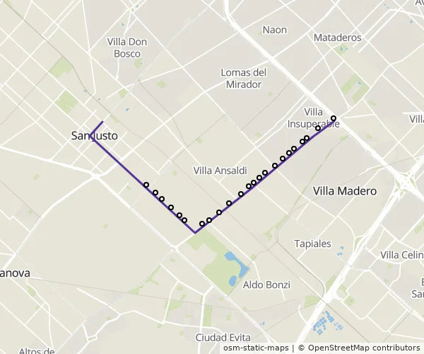 Mapa do itinerário da linha