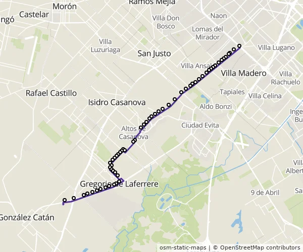 Mapa do itinerário da linha