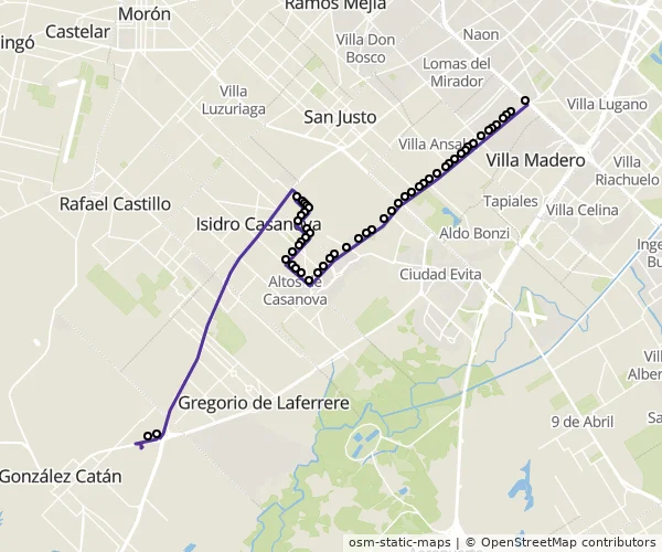 Mapa do itinerário da linha