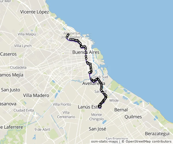 Mapa do itinerário da linha