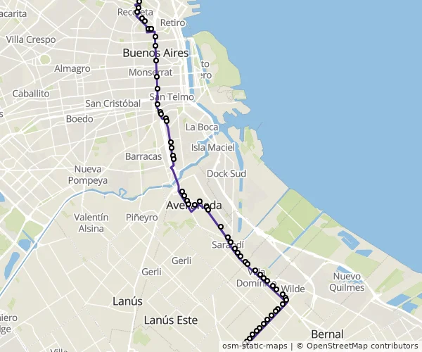 Mapa do itinerário da linha