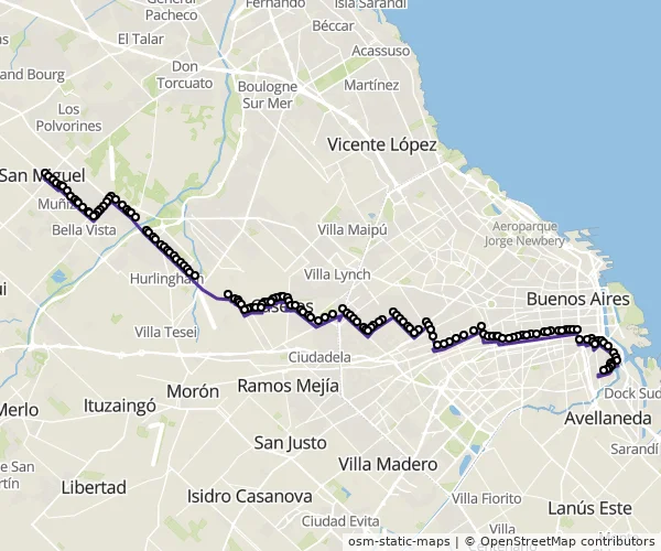 Mapa do itinerário da linha
