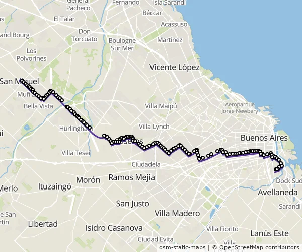 Mapa do itinerário da linha
