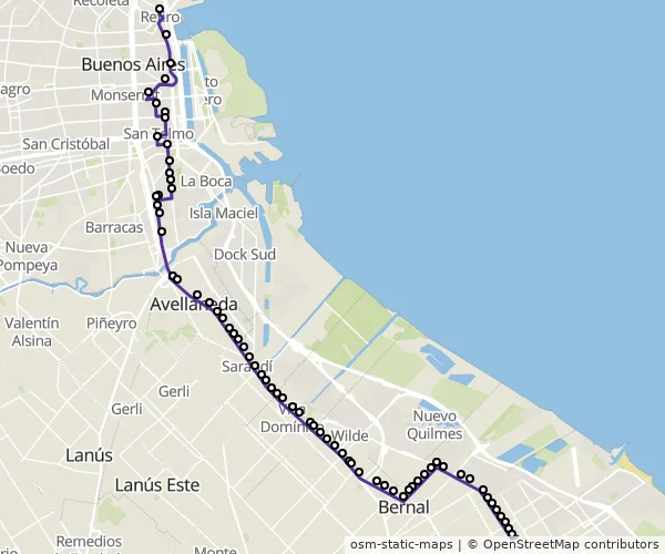 Mapa do itinerário da linha