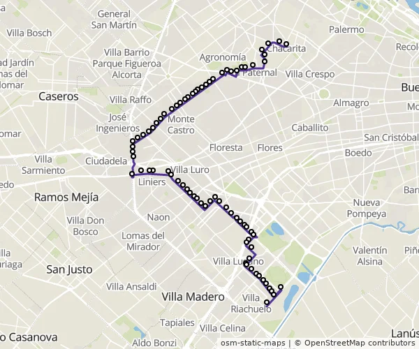 Mapa do itinerário da linha