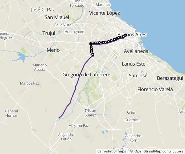 Mapa do itinerário da linha