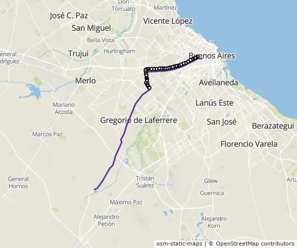 Mapa do itinerário da linha