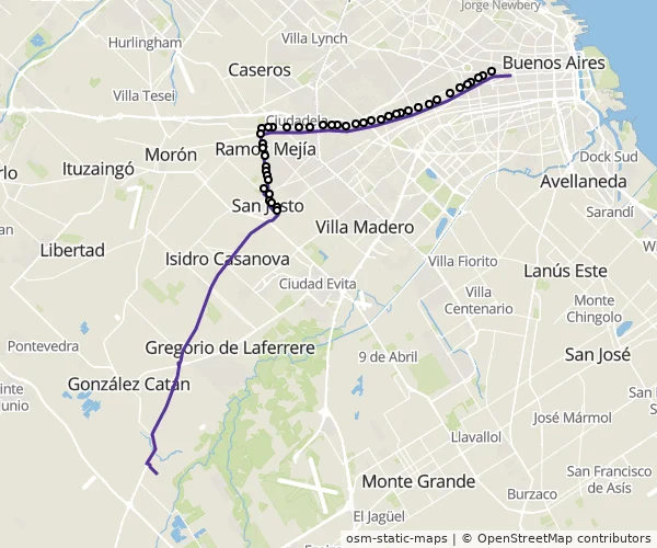 Mapa do itinerário da linha