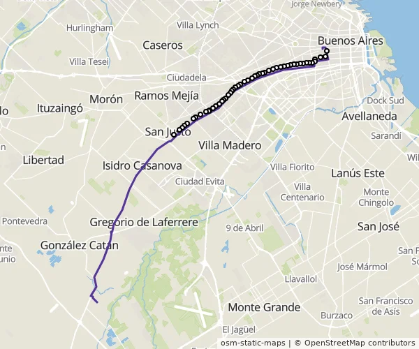 Mapa do itinerário da linha