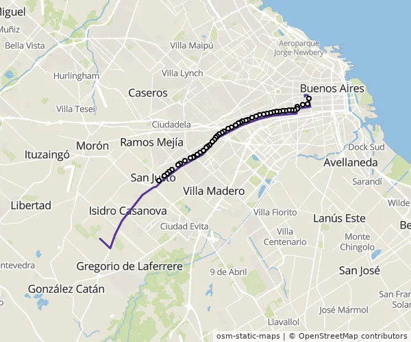 Mapa do itinerário da linha