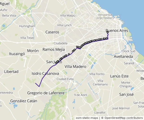 Mapa do itinerário da linha