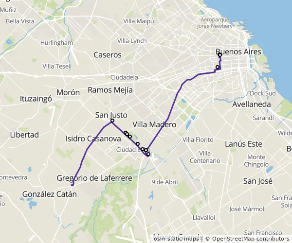 Mapa do itinerário da linha