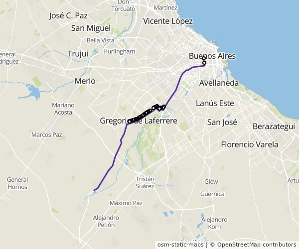 Mapa do itinerário da linha
