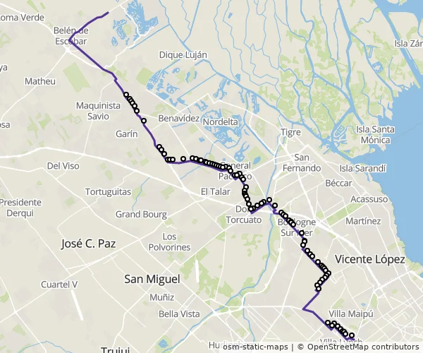 Mapa do itinerário da linha