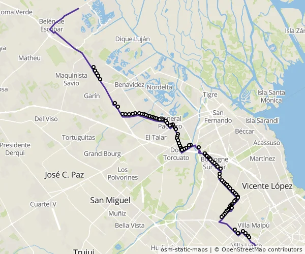Mapa do itinerário da linha