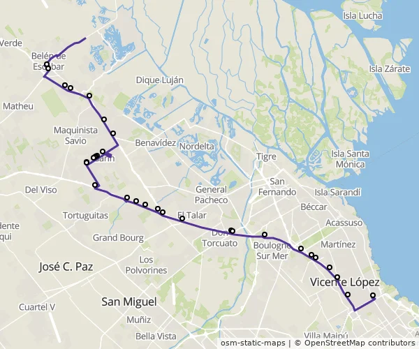 Mapa do itinerário da linha