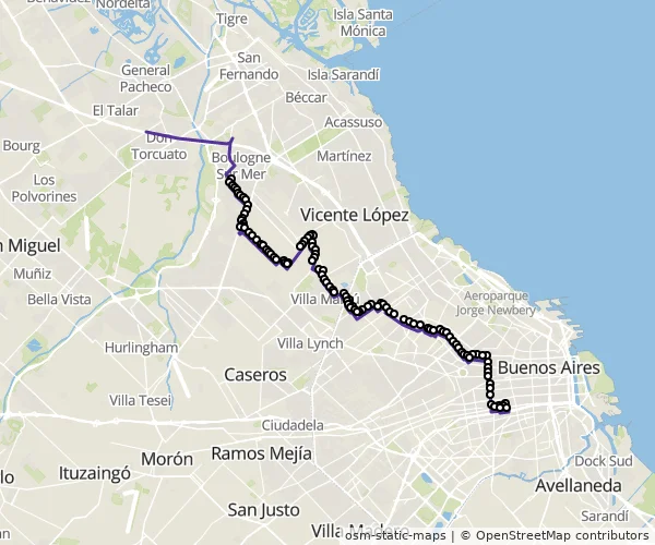 Mapa do itinerário da linha