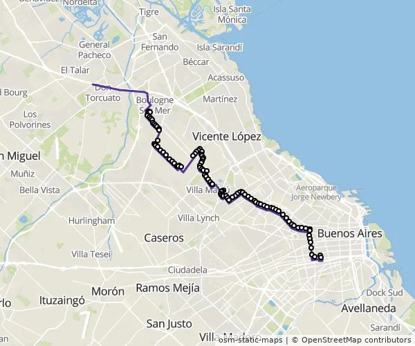 Mapa do itinerário da linha