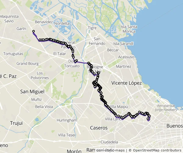 Mapa do itinerário da linha