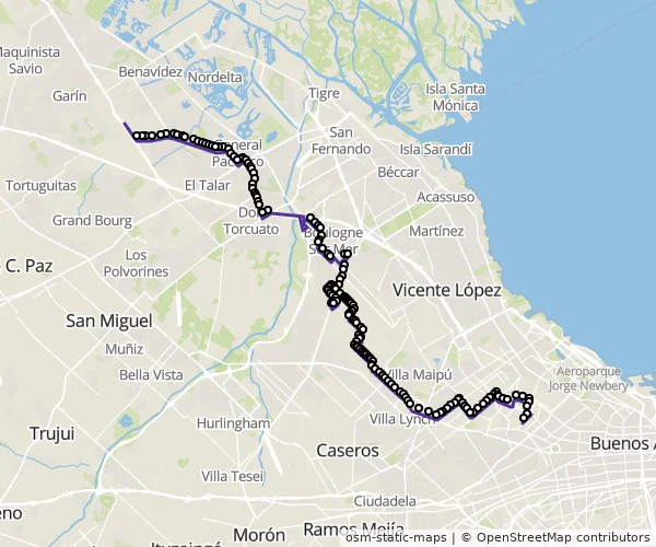 Mapa do itinerário da linha