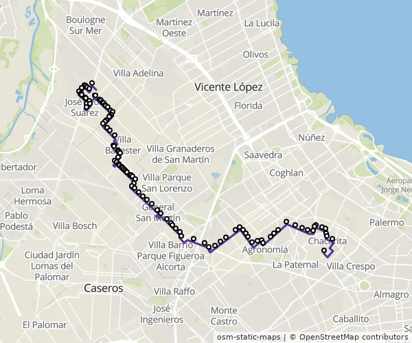 Mapa do itinerário da linha