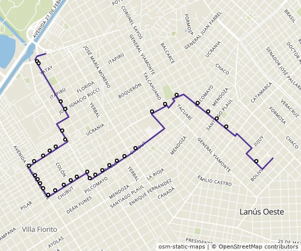 Mapa do itinerário da linha