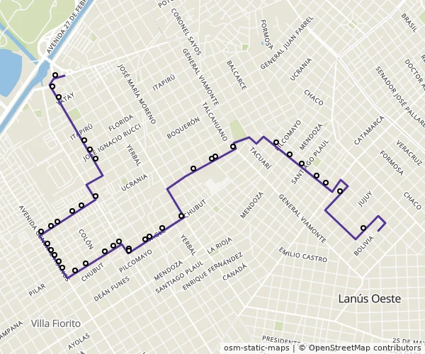 Mapa do itinerário da linha