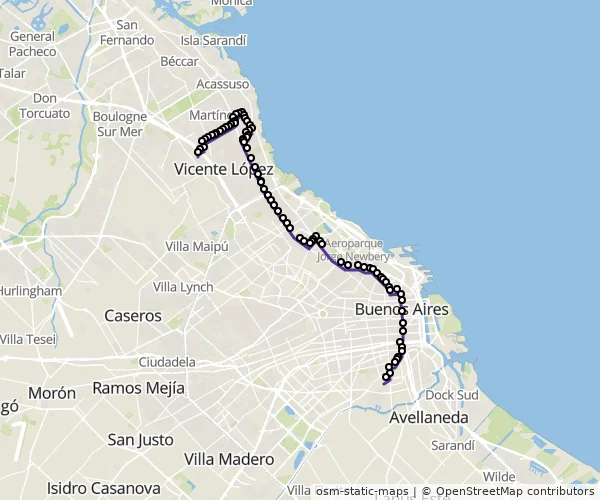 Mapa do itinerário da linha