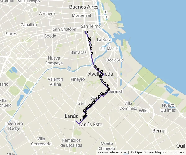 Mapa do itinerário da linha