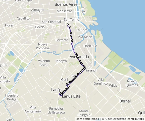Mapa do itinerário da linha