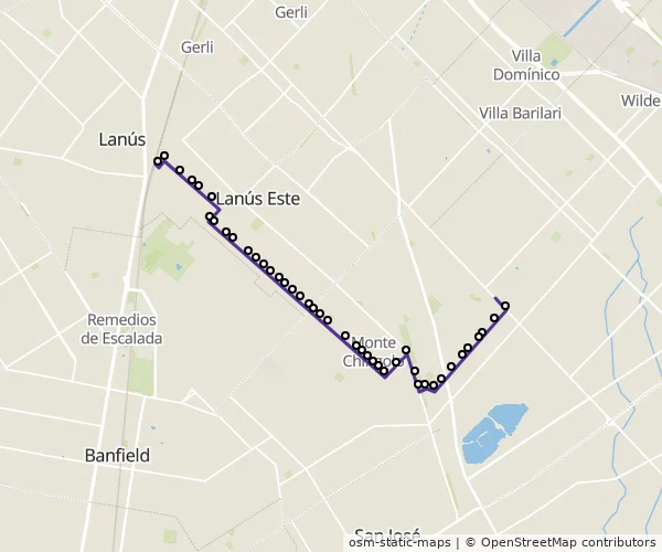 Mapa do itinerário da linha