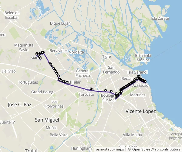 Mapa do itinerário da linha