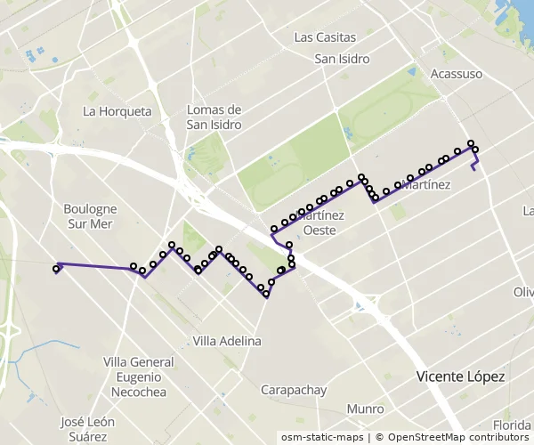Mapa do itinerário da linha