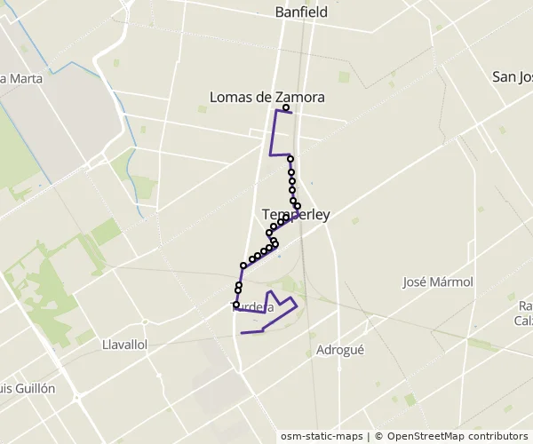 Mapa do itinerário da linha
