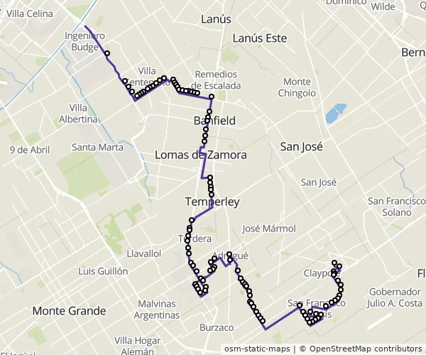 Mapa do itinerário da linha