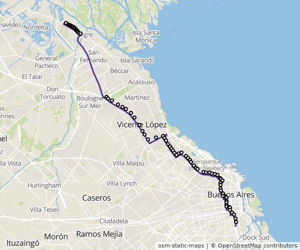 Mapa do itinerário da linha