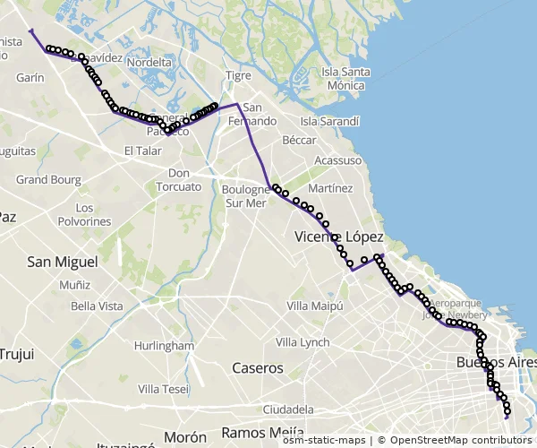 Mapa do itinerário da linha