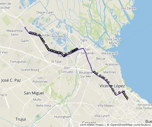 Mapa do itinerário da linha